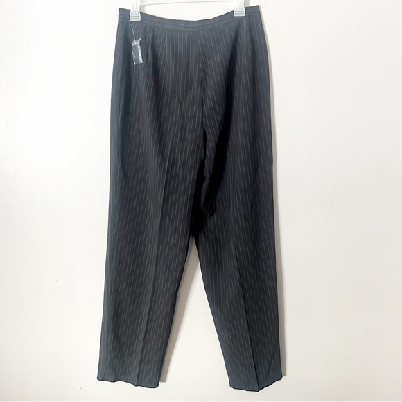 Vintage Womens Grey Pinstripe Suit Jacket Wide Leg Pants 12 Office Career Formal - Picture 12 of 16